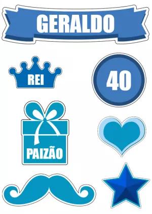 Topo de Bolo Dia dos Pais Azul Editável para Imprimir