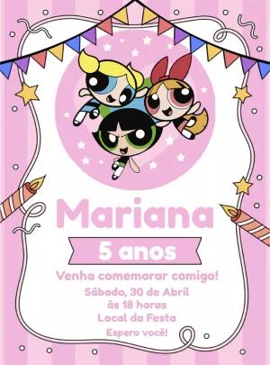 Convite Aniversário Meninas Super Poderosas para Editar Online