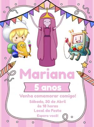 Convite de Aniversário Hora de Aventura e Princesa Jujuba para Editar