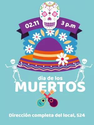 Invitación Día de los Muertos con Calavera para Editar Online
