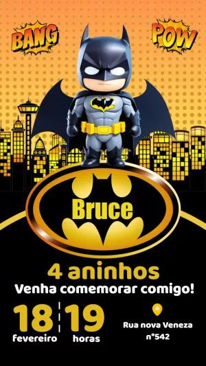 Convite de Aniversário Batman para Editar e Imprimir