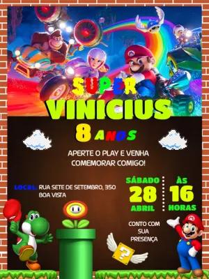 Convite de Aniversário Super Mario Kart para Editar Online