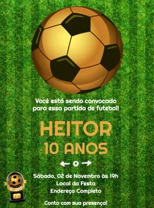 Convite Aniversário Futebol Campo e Bola para Editar Online
