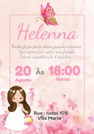 Convite Aniversário Jardim Encantado com Fada para Editar