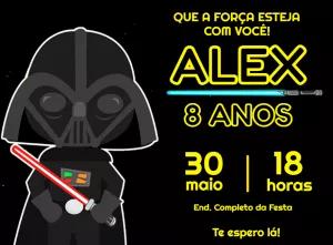 Convite Aniversário Star Wars Darth Vader para Editar Online