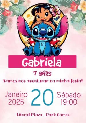 Convite Aniversário Lilo e Stitch para Editar Online