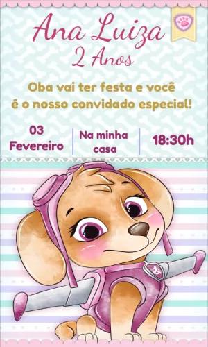 Convite Aniversário Skye Patrulha Canina para Editar Online