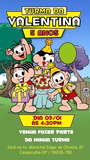 Convite de Aniversário Turma da Mônica para Editar Online