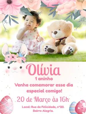 Convite de Aniversário Páscoa com Foto para Editar Online