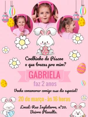 Convite Aniversário Páscoa com Foto para Editar Online