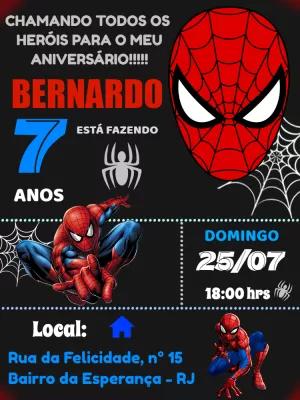 Convite de Aniversário Homem Aranha Editável Online