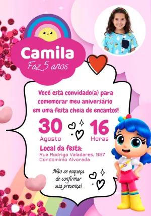Convite Aniversário Vera e o Reino do Arco-íris para Editar