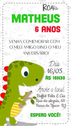 Convite de Aniversário Dinossauro Baby para Editar Online