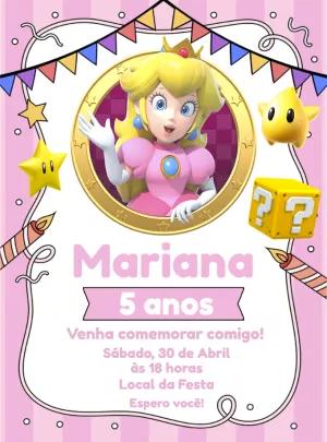 Convite Aniversário Princesa Peach para Editar Online