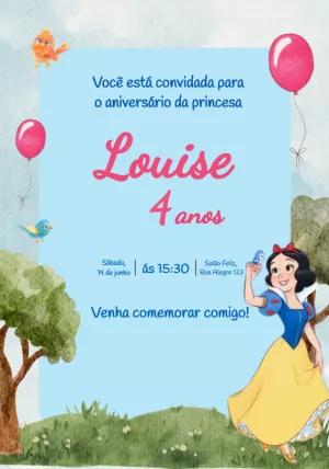 Convite de Aniversário Branca de Neve para Editar Online