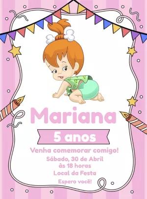 Convite Aniversário Pedrita Flintstones para Editar Online