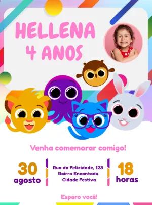 Convite Aniversário Bolofofos com Foto para Editar Online