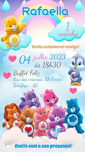 Convite Aniversário Ursinhos Carinhosos para Editar Online