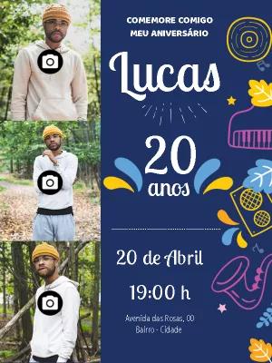 Convite de Aniversário Masculino com Foto para Editar Online