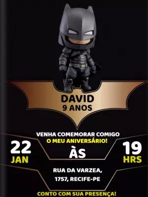 Convite de Aniversário Batman com Personagem para Editar Online