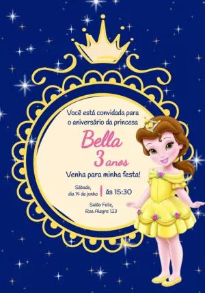 Convite Aniversário Princesa Bela para Editar Online