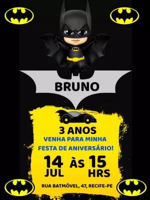 Convite de Aniversário Batman Infantil para Editar Online