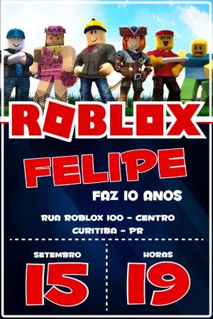 Convite de Aniversário Roblox com Personagens para Editar Online