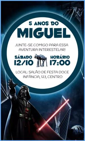 Convite de Aniversário Star Wars Darth Vader para Editar Online