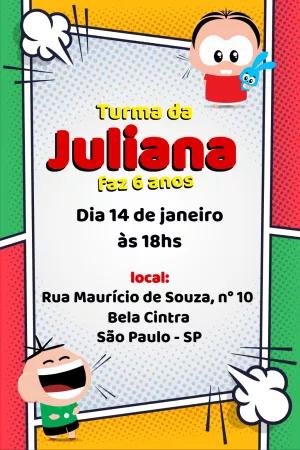 Convite Aniversário Turma da Mônica Toy para Editar Online