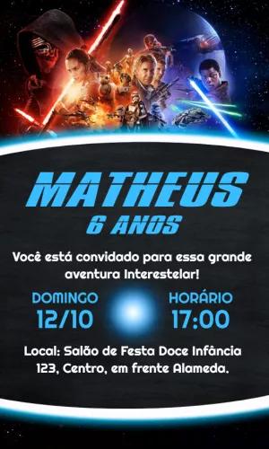 Convite Aniversário Star Wars com Personagens para Editar