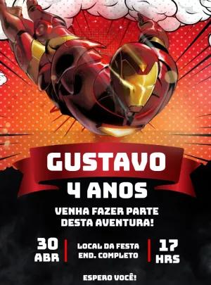 Convite de Aniversário Homem de Ferro para Editar Online