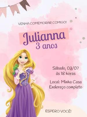 Convite Aniversário Rapunzel Enrolados para Editar Online