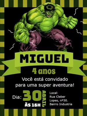 Convite de Aniversário Hulk Super-Herói para Editar Online