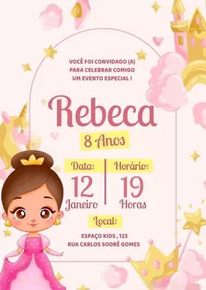 Convite Aniversário Princesa e Castelo Encantado para Editar