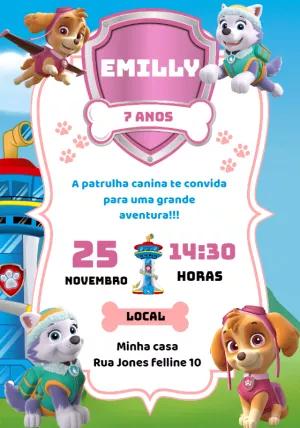 Convite Aniversário Skye e Everest Patrulha Canina para Editar