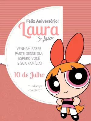 Convite de Aniversário Meninas Super Poderosas para Editar Online