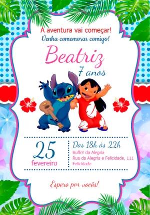 Convite de Aniversário Lilo e Stitch para Editar Online
