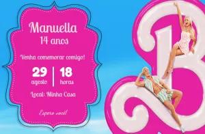 Convite Aniversário Barbie Filme para Editar Online