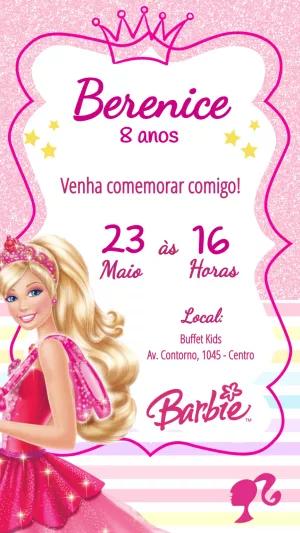 Convite Aniversário Barbie Princesa para Editar Online