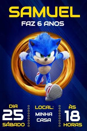 Convite de Aniversário Sonic o Ouriço para Editar Online