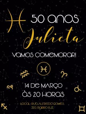 Convite de Aniversário Signo Peixes para Editar Online