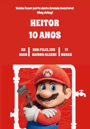 Convite Aniversário Super Mario para Editar Online