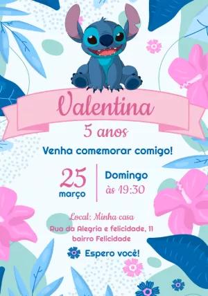 Convite Aniversário Stitch Tropical para Editar Online