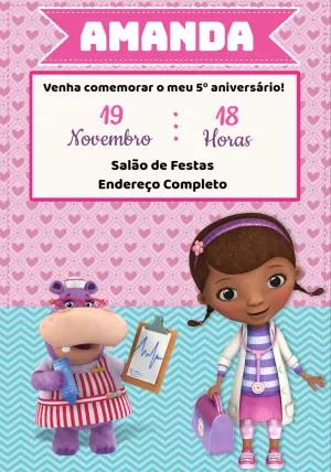 Convite de Aniversário Doutora Brinquedos para Editar Online