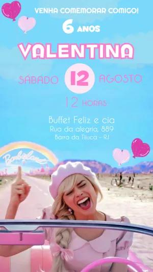 Convite Aniversário Barbie Filme para Editar Online