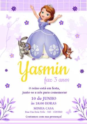Convite de Aniversário Princesa Sofia para Editar Online