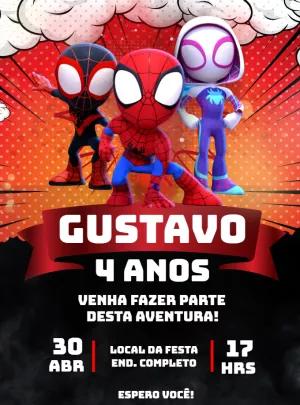 Convite Aniversário Spidey e Seus Amigos para Editar Online