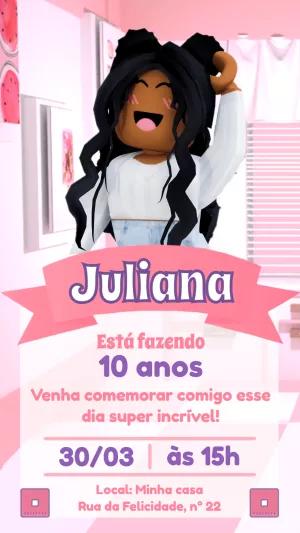 Convite de Aniversário Roblox Menina para Editar Online