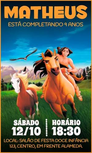 Convite de Aniversário Spirit O Corcel Indomável para Editar