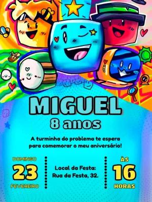 Convite de Aniversário Turma do Problems para Editar Online